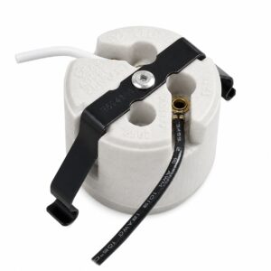 JY-2605 E26 porcelain keyless lampholder with black bracket and wire leads