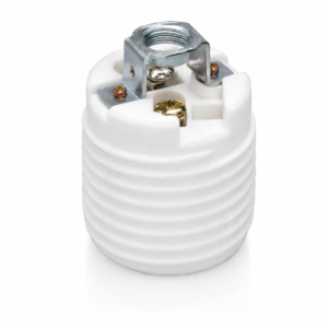 JY-2601 E26 porcelain threaded lampholder with optional retaining ring