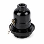 JY-2614 E26 phenolic pull chain lampholder in black