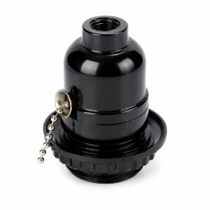 JY-2614 E26 phenolic pull chain lampholder in black