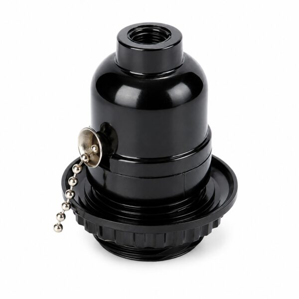 JY-2614 E26 phenolic pull chain lampholder in black