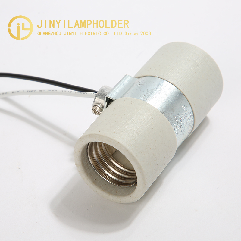 E26 medium base twin porcelain lampholder with wire leads