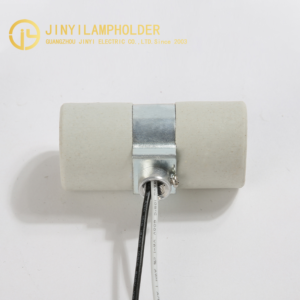 Front view of E26 medium base twin porcelain lampholder
