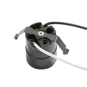 Front view of JY-2604 black phenolic E26 lampholder