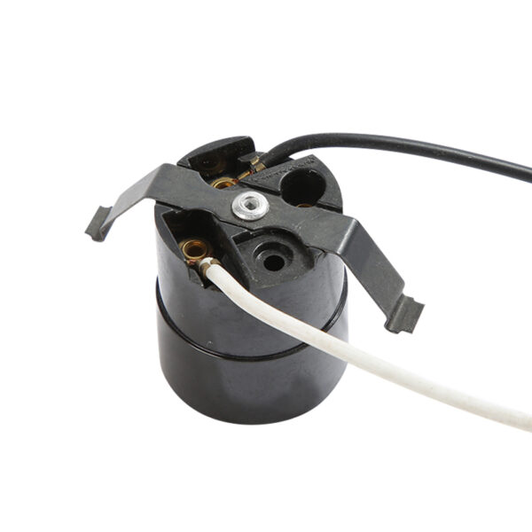 Front view of JY-2604 black phenolic E26 lampholder