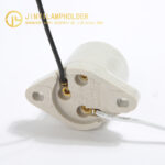 Two-hole mounting ear detail of JY-2609 ceramic lamp socket