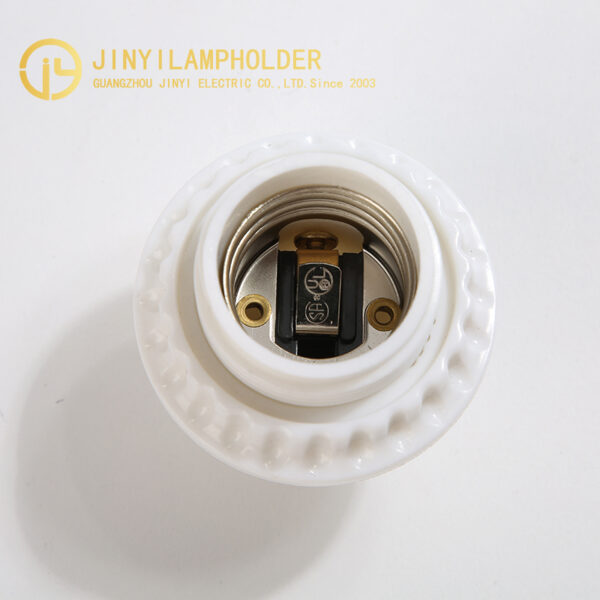 White JY-2612 bakelite lamp socket with shade ring