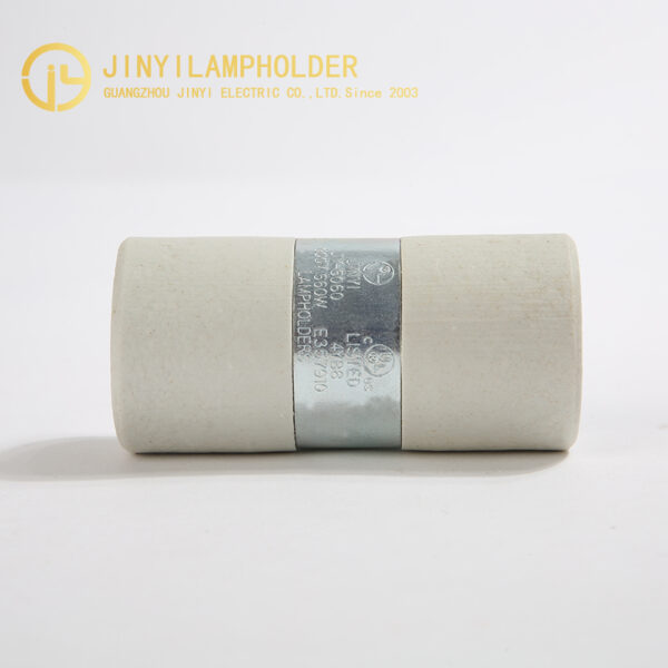 End view of twin E26 porcelain lamp socket