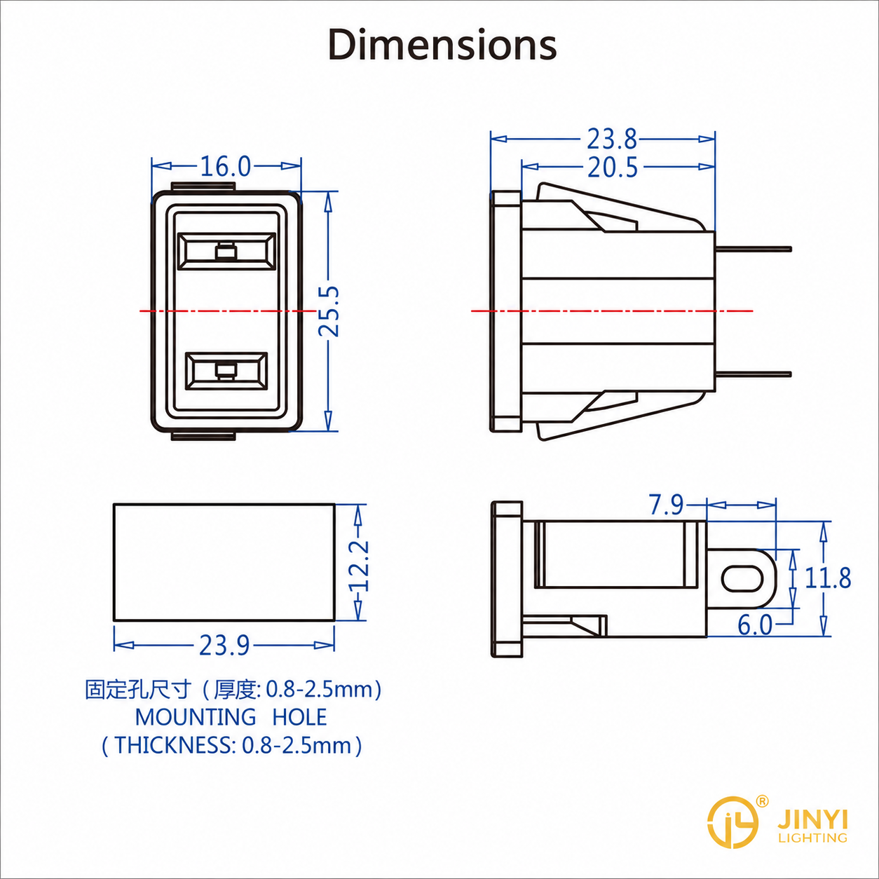 I-100 NEMA 1-15R Receptacle Nylon PA66 8A; 125V; 8a; 125v verified specifications