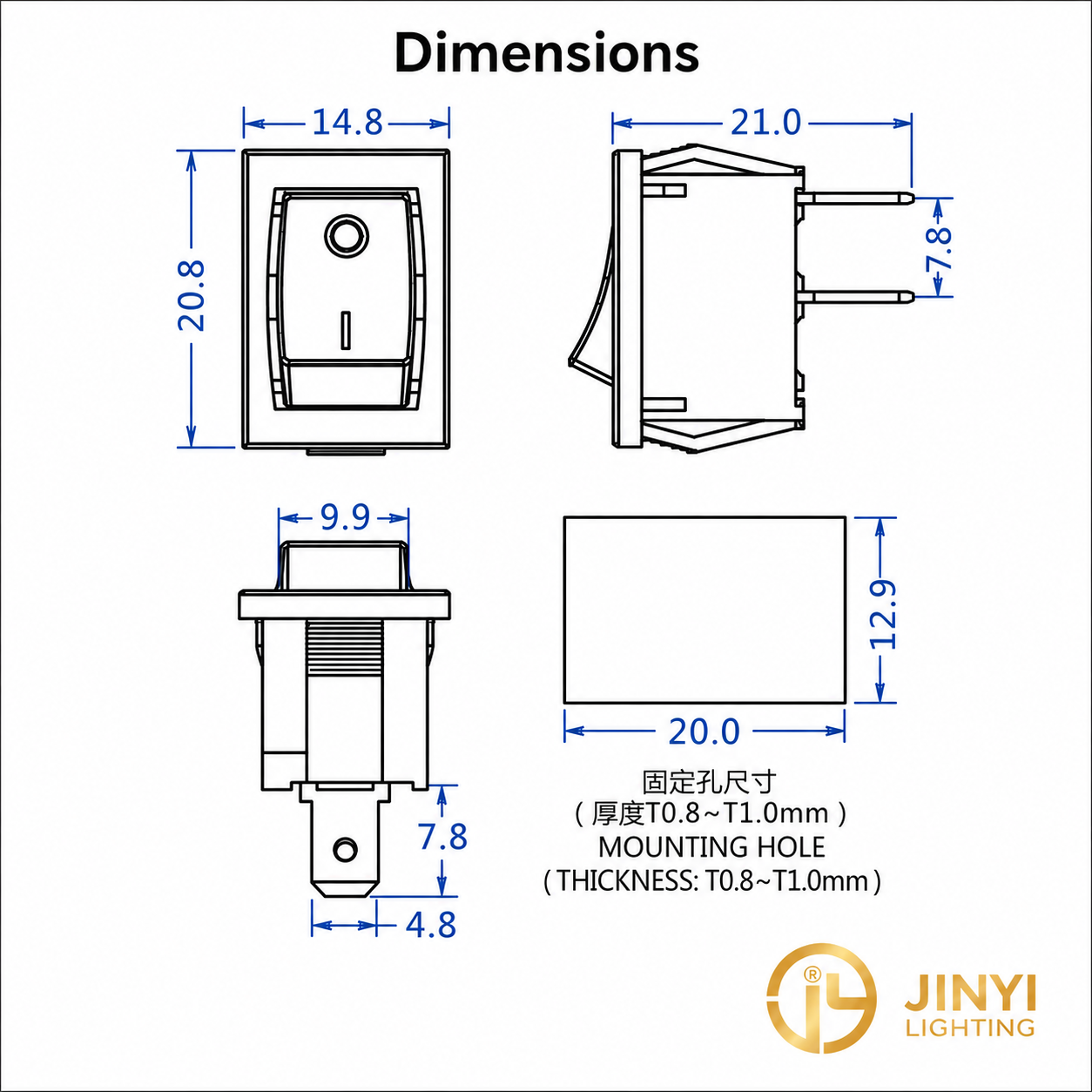 MR-2 Lighting Switch 10A; 125VAC; 6A; 250VAC; 3 V