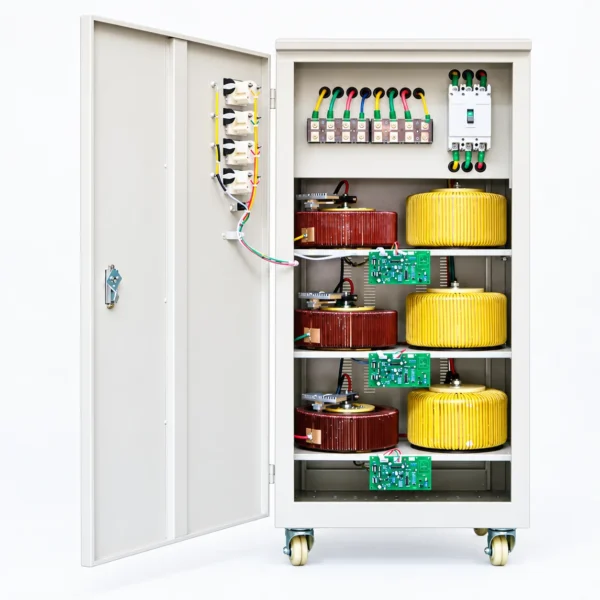 JINYI three phase voltage stabilizer 30 50 100kva - open cabinet